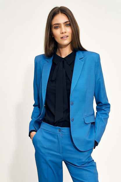 Classic Blazer with Casual Cut and Waist-Fit Design