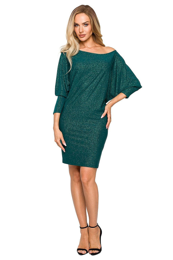 Brocade Evening Dress with Convertible Design and Batwing Sleeves