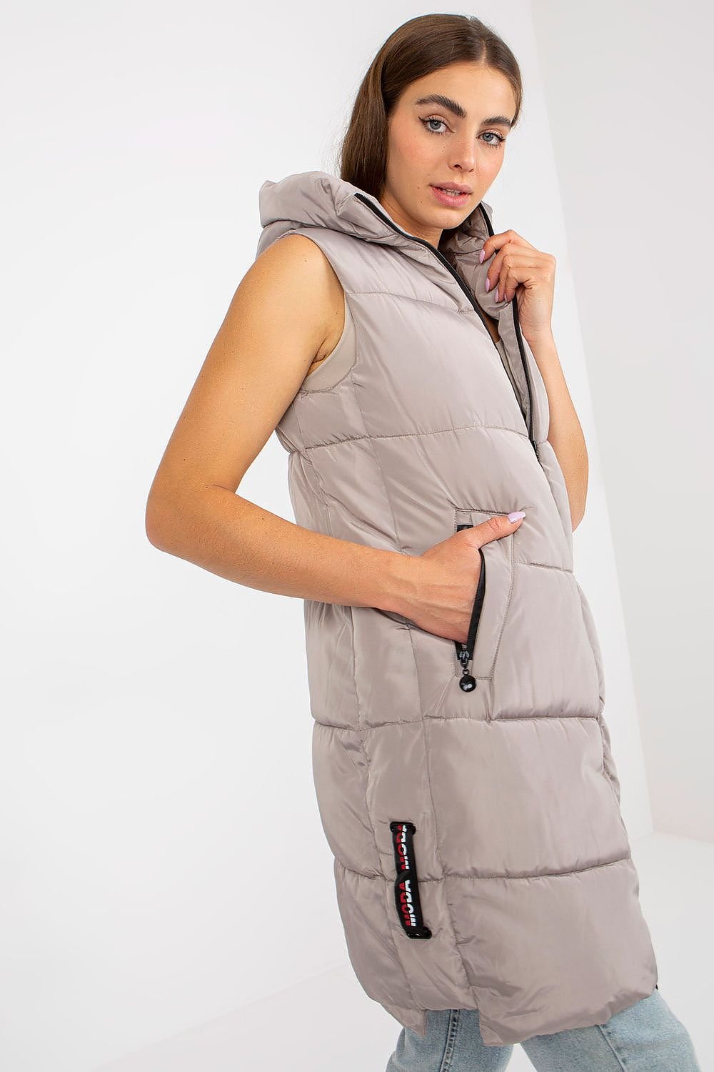 Women's Down Quilted Vest with Hood and Zipper