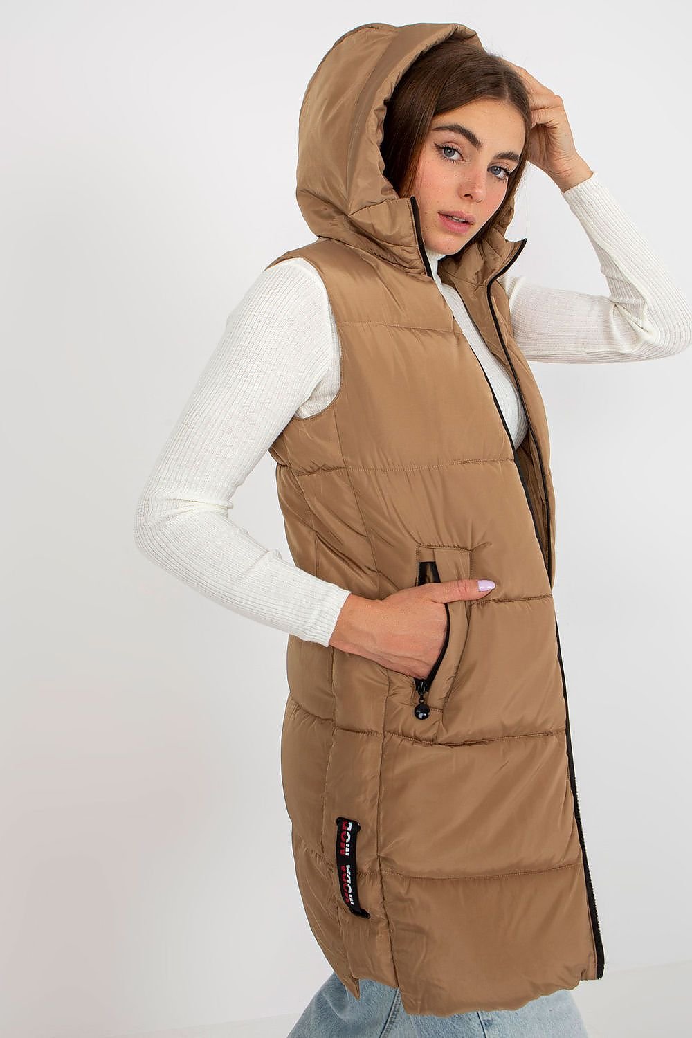 Women's Down Quilted Vest with Hood and Zipper