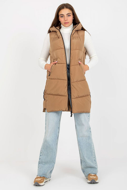 Women's Down Quilted Vest with Hood and Zipper