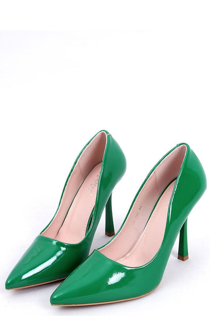 Lacquered Women's Green Pumps 11 cm Stiletto Heel with Tapered Toe and Extravagant Finish