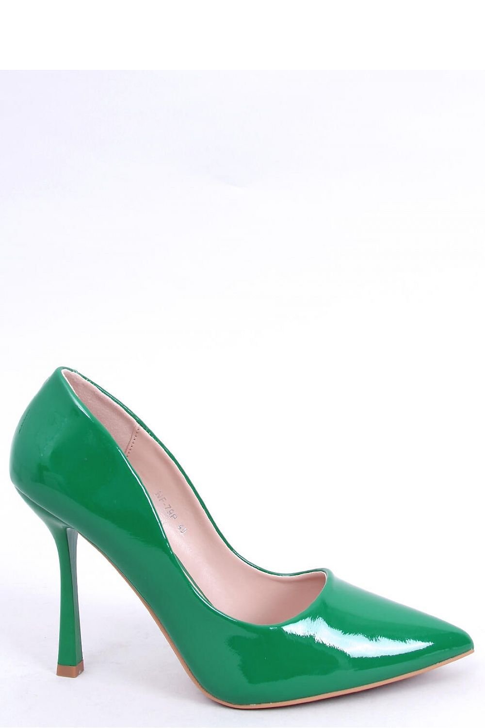 Lacquered Women's Green Pumps 11 cm Stiletto Heel with Tapered Toe and Extravagant Finish