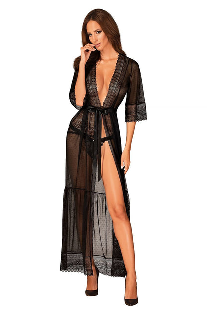 Ultra-Sexy Long Robe with Sheer Fabric and Elegant Cut for a Tempting Look