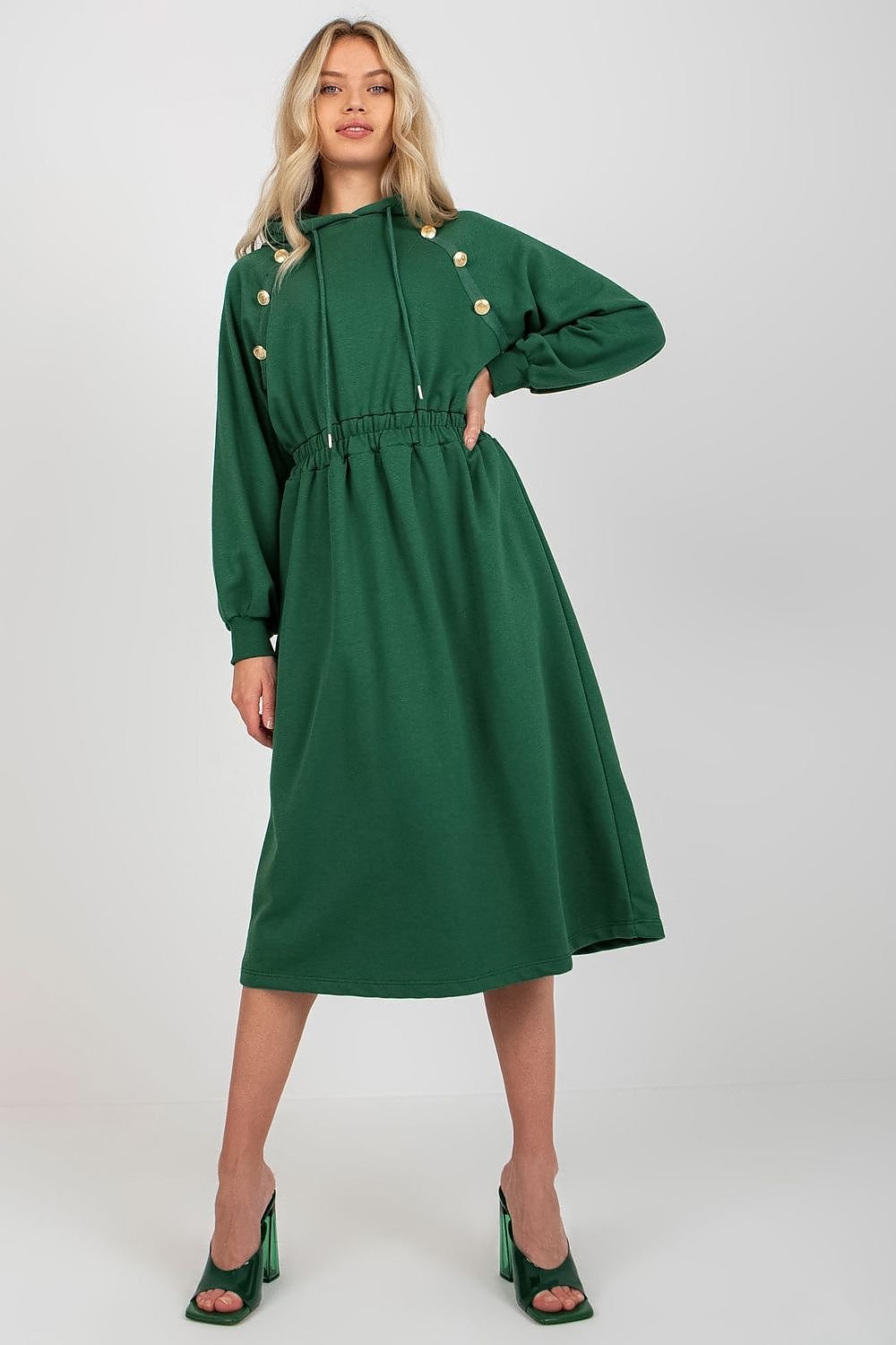 Robe sweat à capuche avec manches longues et taille élastique