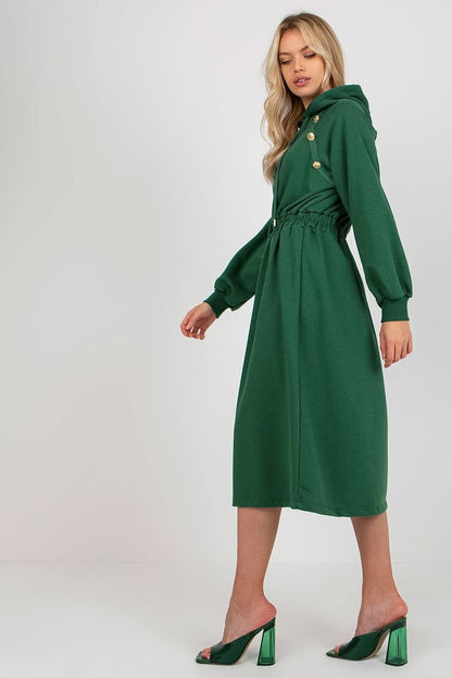 Robe sweat à capuche avec manches longues et taille élastique