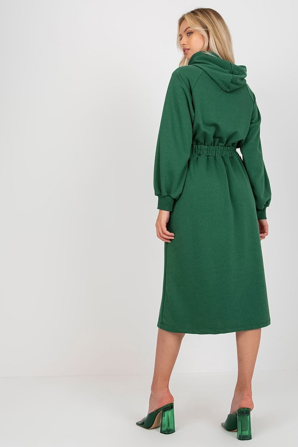 Robe sweat à capuche avec manches longues et taille élastique