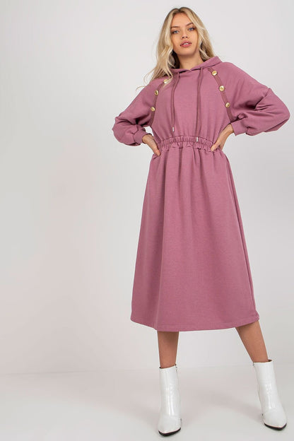 Robe sweat à capuche avec manches longues et taille élastique