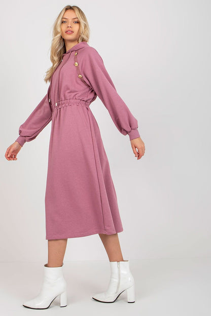 Robe sweat à capuche avec manches longues et taille élastique