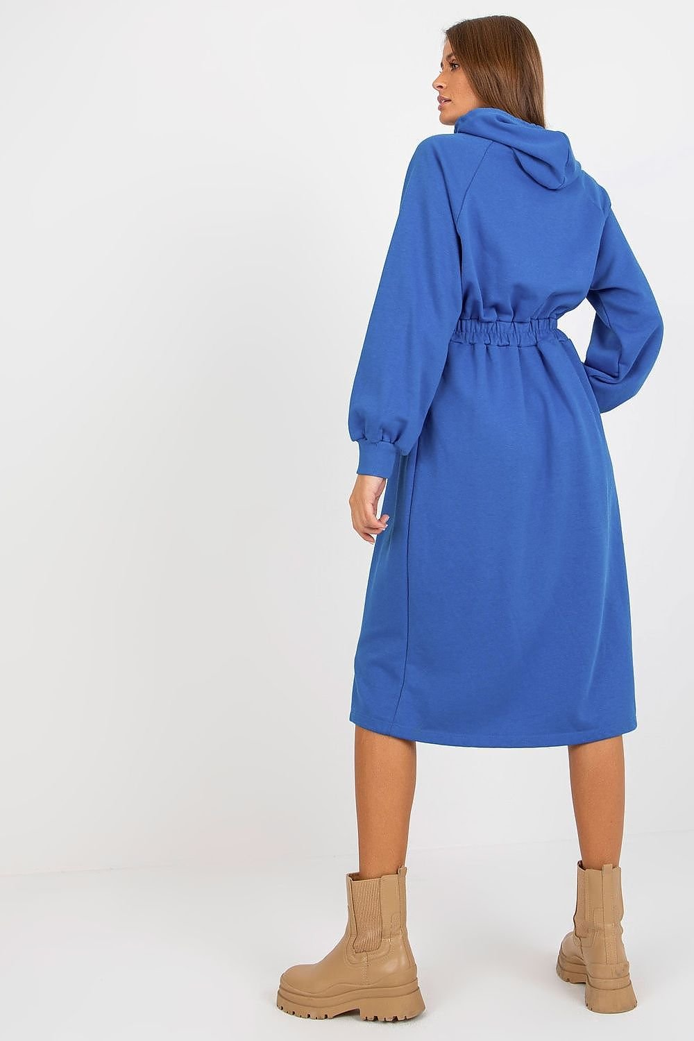 Robe sweat à capuche avec manches longues et taille élastique