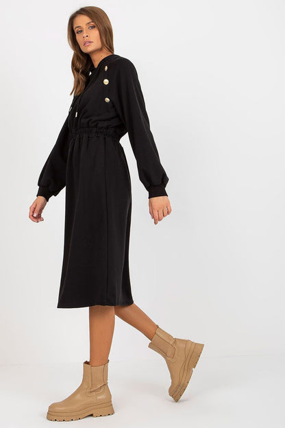 Robe sweat à capuche avec manches longues et taille élastique