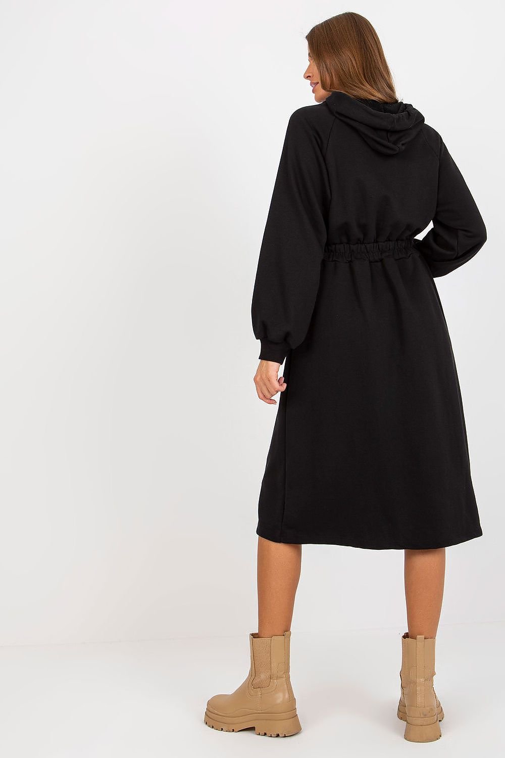 Robe sweat à capuche avec manches longues et taille élastique