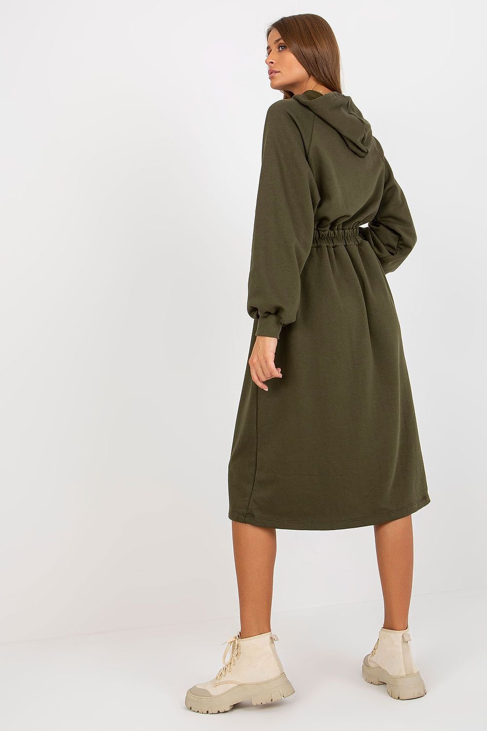 Robe sweat à capuche avec manches longues et taille élastique