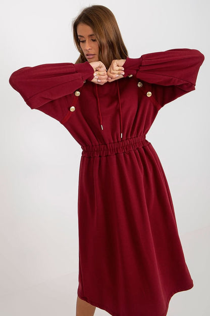 Robe sweat à capuche avec manches longues et taille élastique