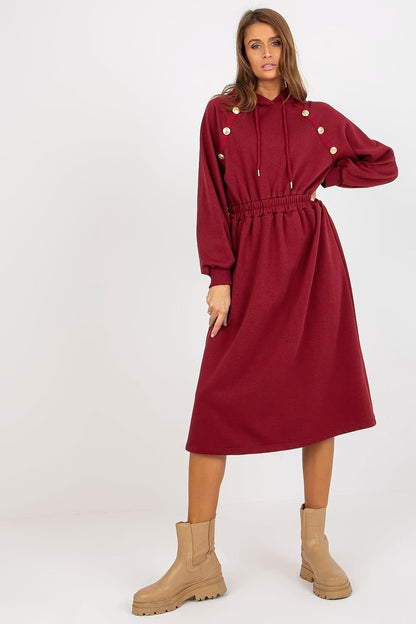 Robe sweat à capuche avec manches longues et taille élastique