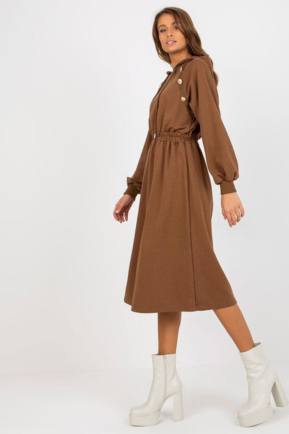 Robe sweat à capuche avec manches longues et taille élastique