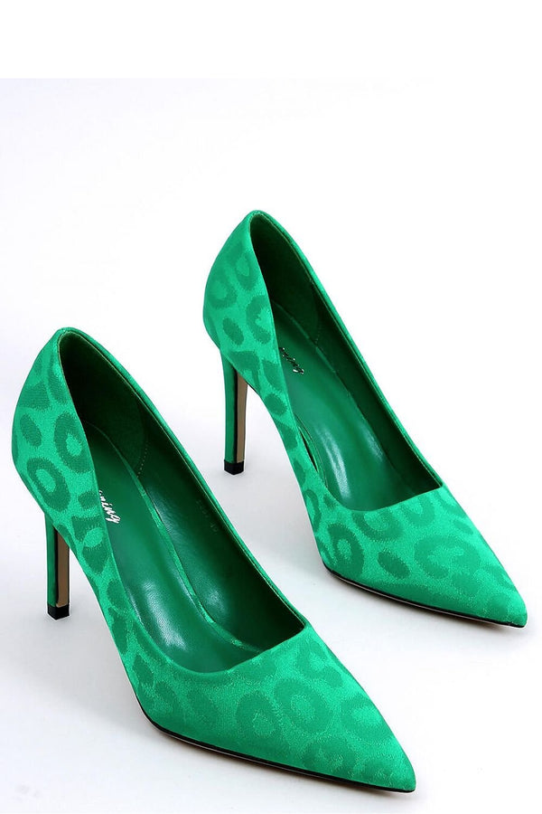 Women's Green Stiletto Heel Pumps 10 cm with Spot Pattern and Graceful Pointed Toe