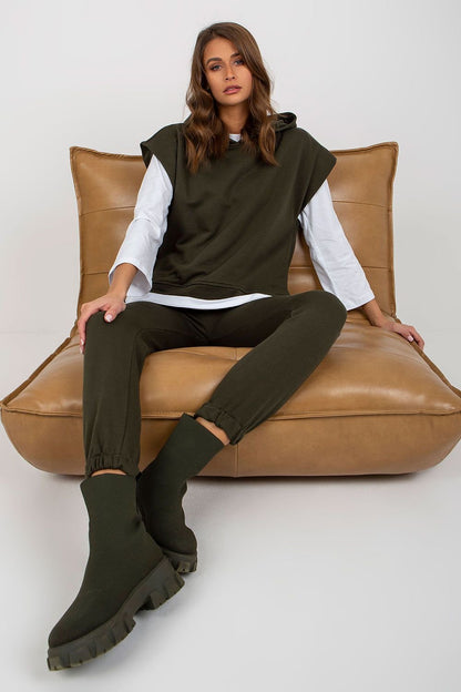 Women's Sweatsuit Set with Blouse, Sweatshirt, and Tie-Waist Pants