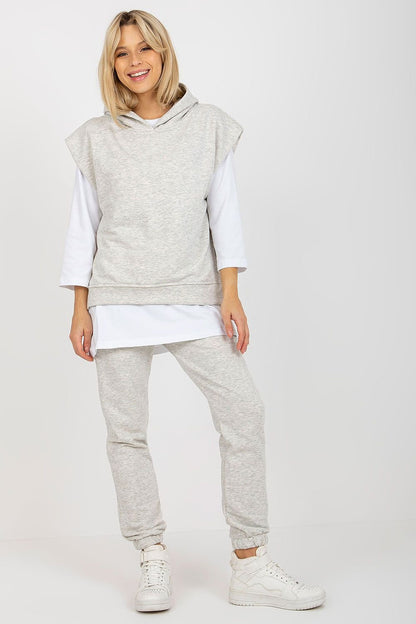 Women's Sweatsuit Set with Blouse, Sweatshirt, and Tie-Waist Pants