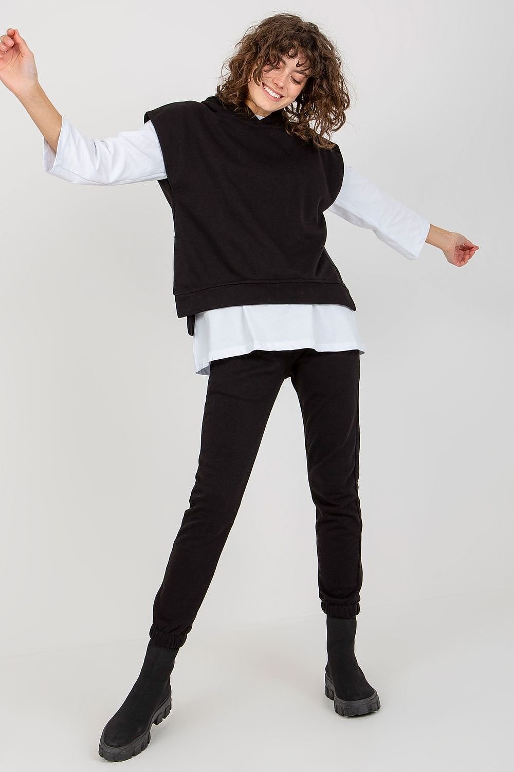 Women's Sweatsuit Set with Blouse, Sweatshirt, and Tie-Waist Pants