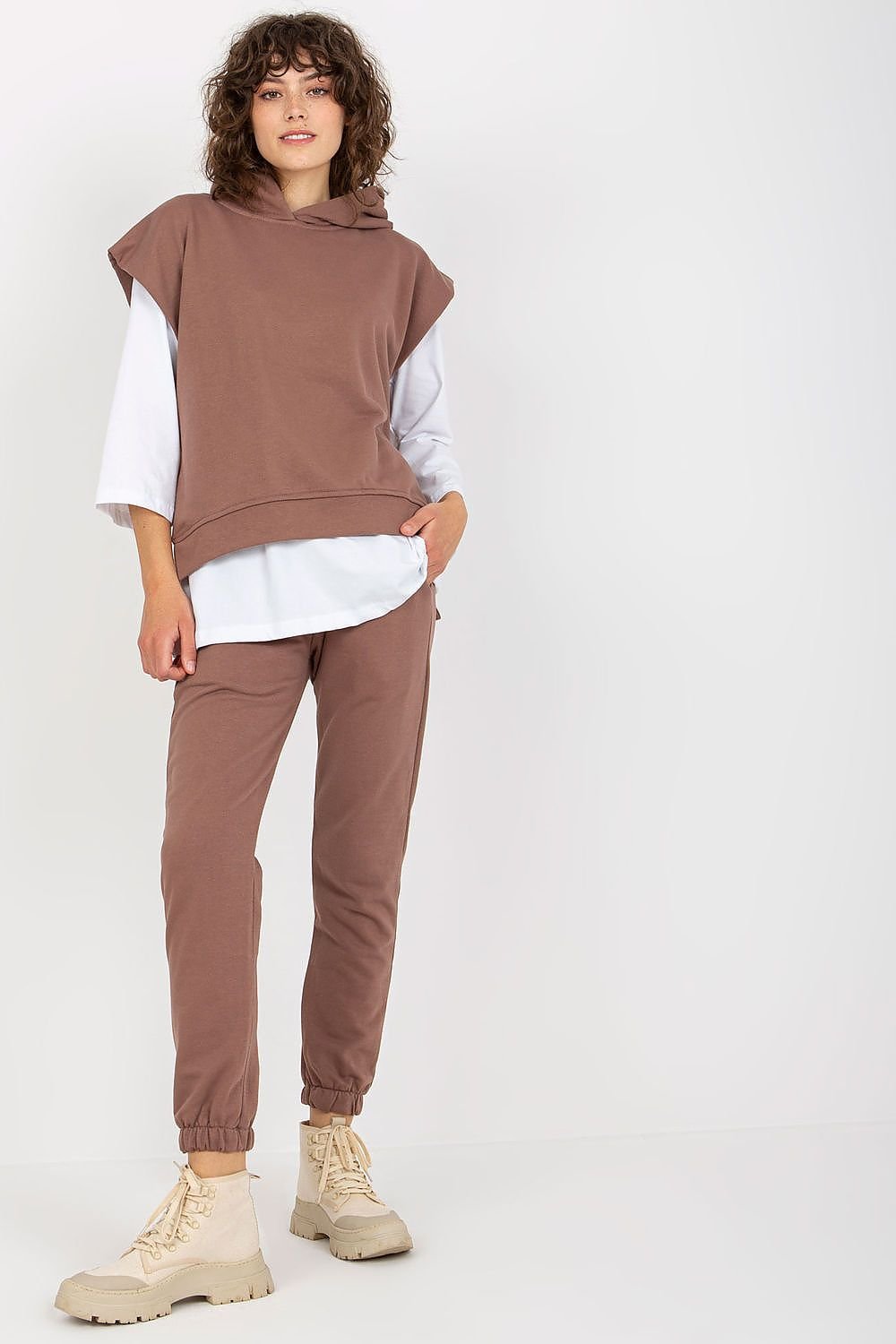 Women's Sweatsuit Set with Blouse, Sweatshirt, and Tie-Waist Pants