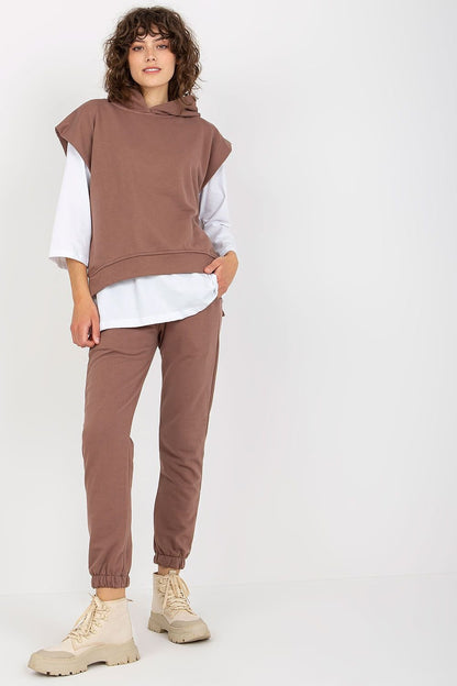 Women's Sweatsuit Set with Blouse, Sweatshirt, and Tie-Waist Pants