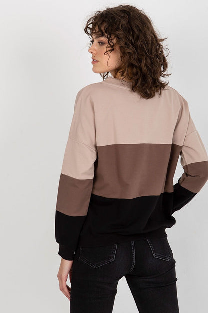 Color-Block-Sweatshirt für Damen mit langen Ärmeln und Herzausschnitt