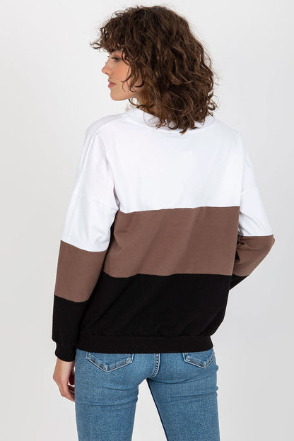 Color-Block-Sweatshirt für Damen mit langen Ärmeln und Herzausschnitt