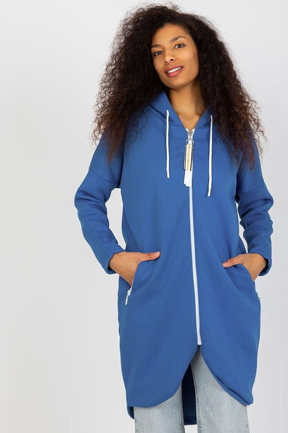 Extended Cut Zippered Hoodie with Zippered Side Pockets