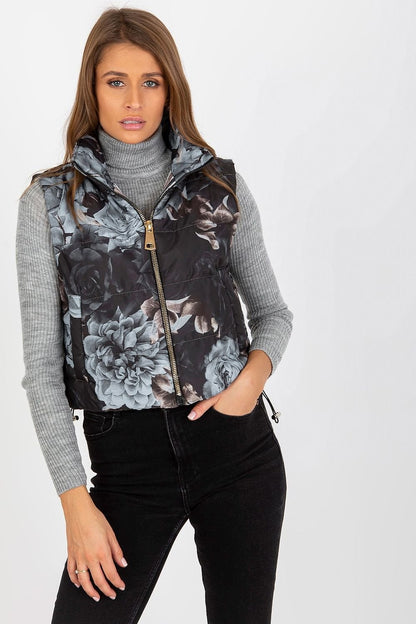 Women's Floral Quilted Insulated Gilet with Zipper and Lining