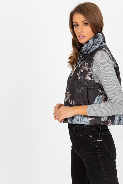 Women's Floral Quilted Insulated Gilet with Zipper and Lining