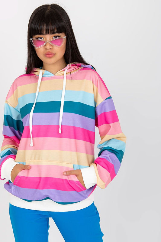 Colorful Women's Hoodie with Long Sleeves and Front Kangaroo Pocket