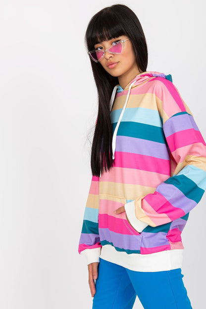 Colorful Women's Hoodie with Long Sleeves and Front Kangaroo Pocket