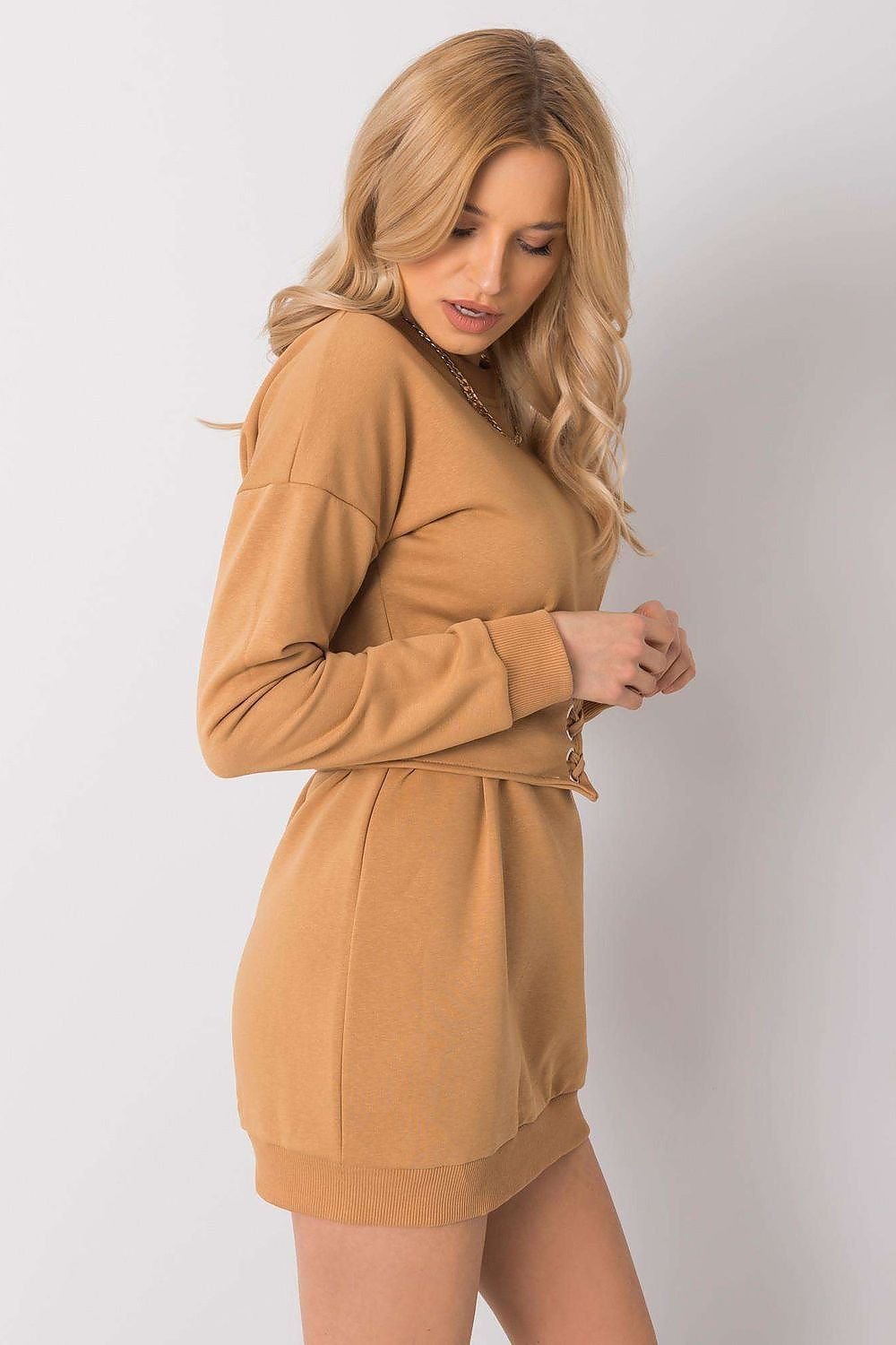 Chic Mini Dress with Belt and Tracksuit-Inspired Design