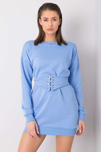 Chic Mini Dress with Belt and Tracksuit-Inspired Design