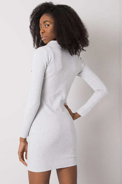 Elegant Ribbed Daydress with Pencil Cut, Long Sleeves, and Heart Neckline