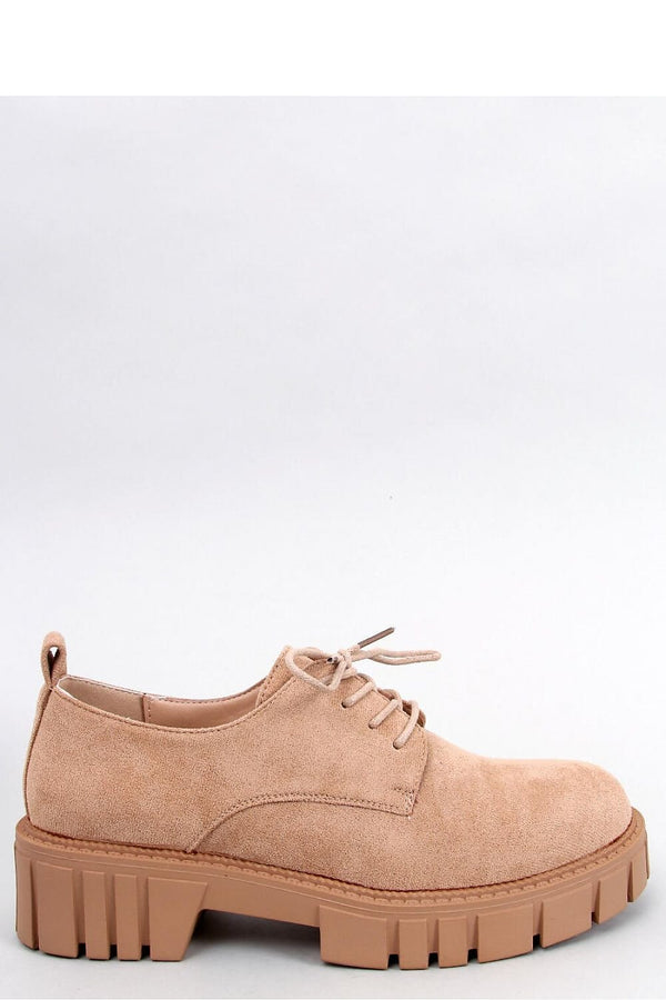 Women's Beige Lace-Up Suede Moccasins with Platform