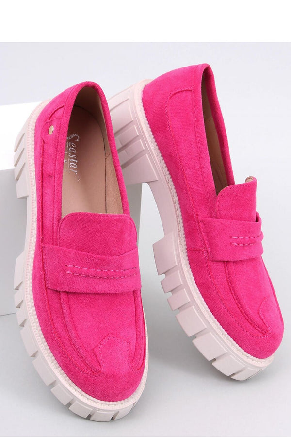 Women's Pink Suede Moccasins on Platform Sole