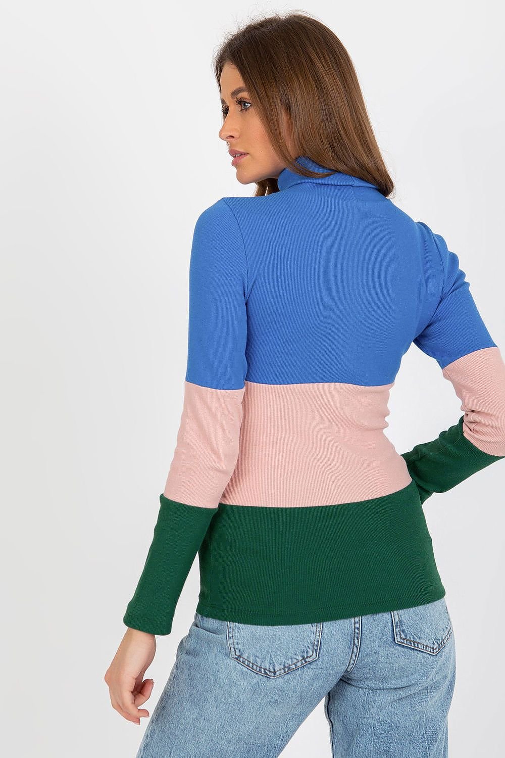 Women's Ribbed Turtleneck Sweater with Long Sleeves