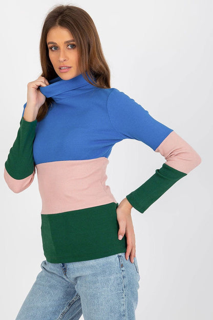 Women's Ribbed Turtleneck Sweater with Long Sleeves