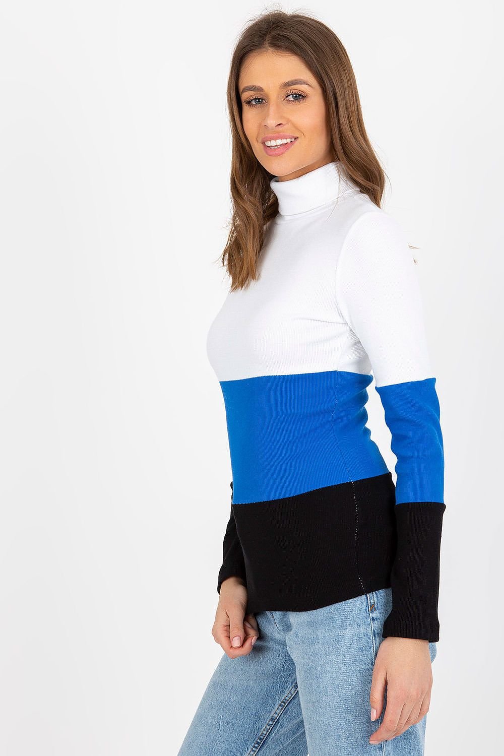 Women's Ribbed Turtleneck Sweater with Long Sleeves