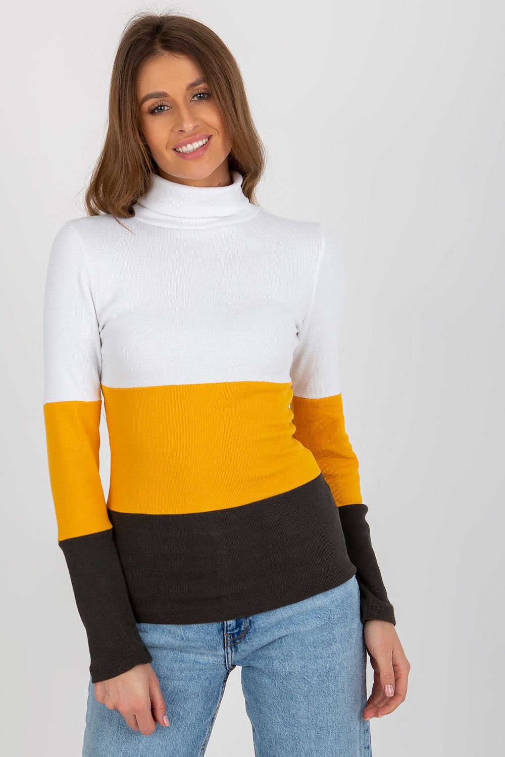 Women's Ribbed Turtleneck Sweater with Long Sleeves