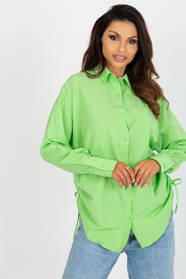 Women's Loose-Fit Button-Down Shirt with Tied Sides - Ludowika 