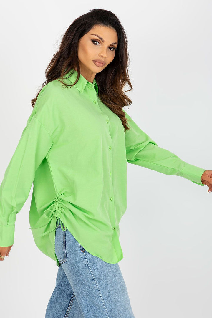 Women's Loose-Fit Button-Down Shirt with Tied Sides - Ludowika 