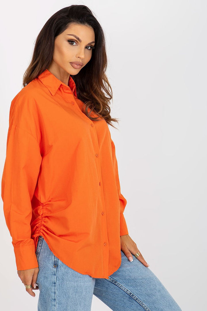 Women's Loose-Fit Button-Down Shirt with Tied Sides - Ludowika 