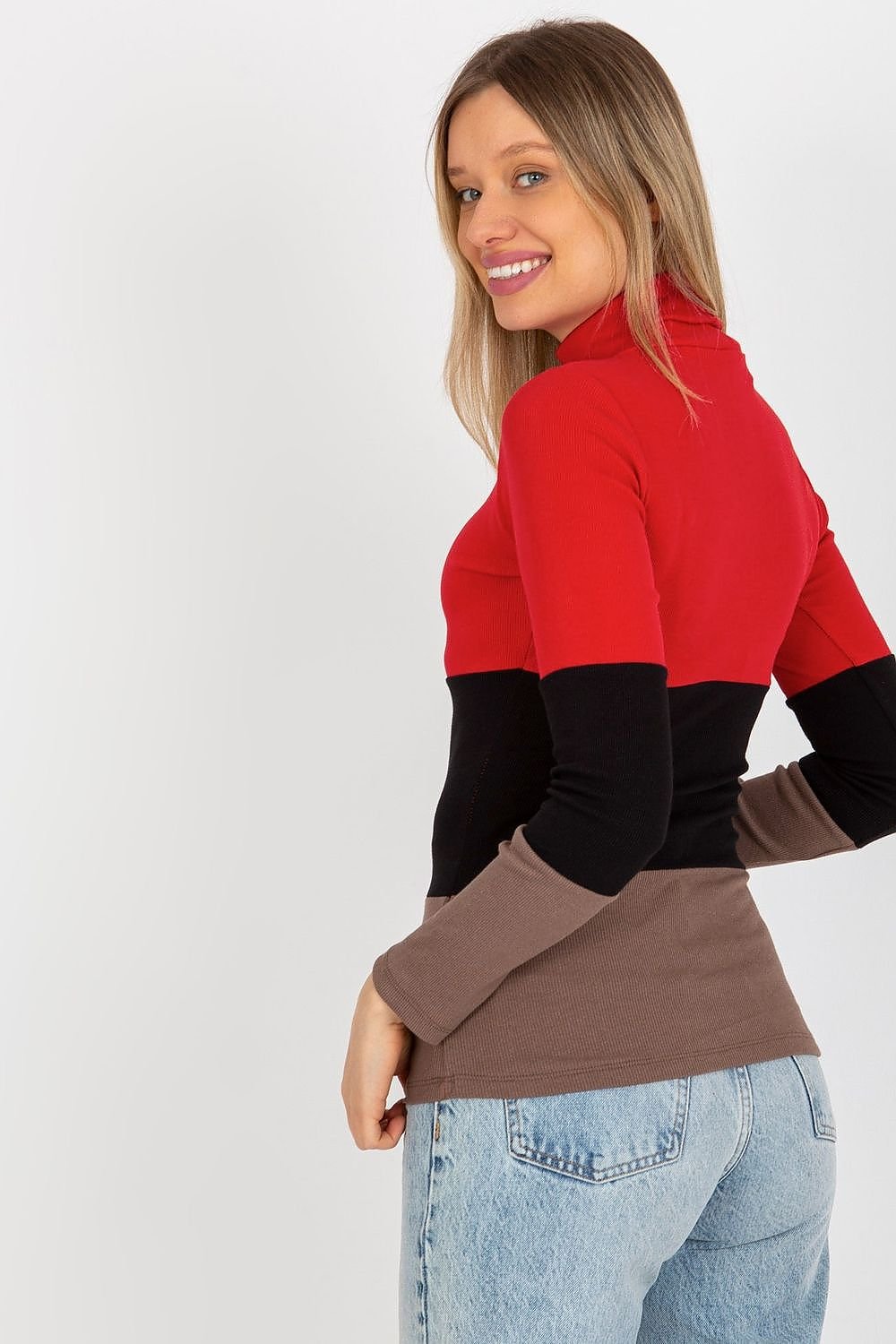 Women's Ribbed Turtleneck Sweater with Long Sleeves