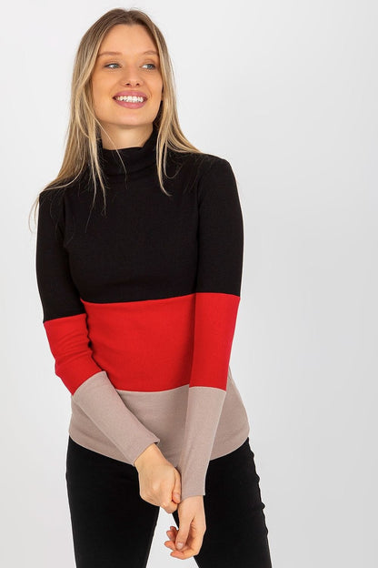 Women's Ribbed Turtleneck Sweater with Long Sleeves