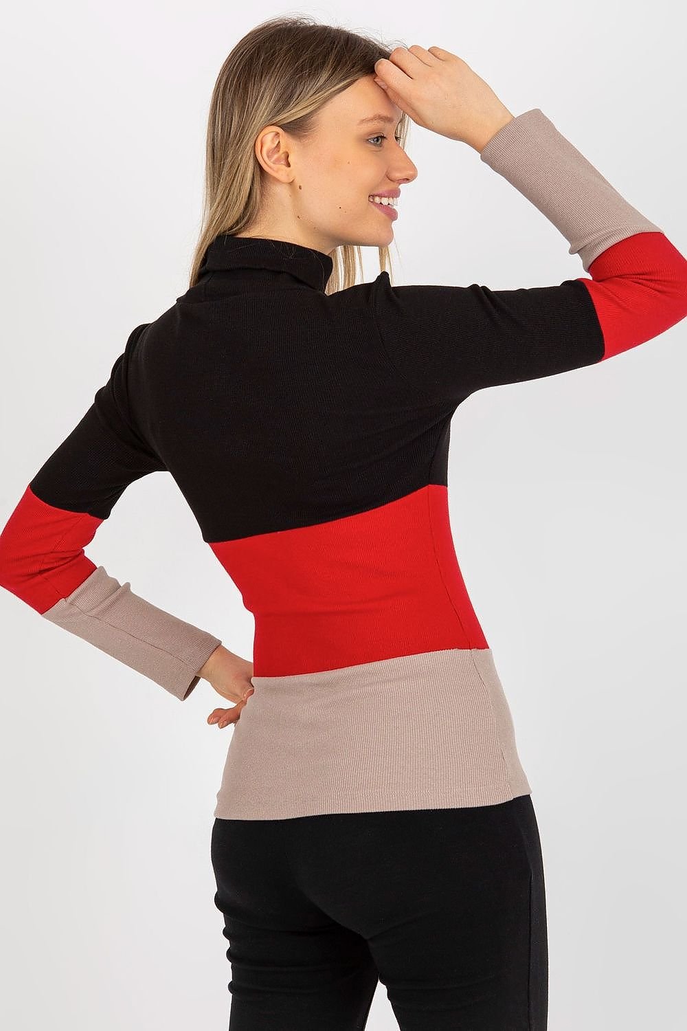 Women's Ribbed Turtleneck Sweater with Long Sleeves