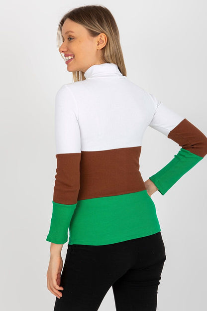 Women's Ribbed Turtleneck Sweater with Long Sleeves