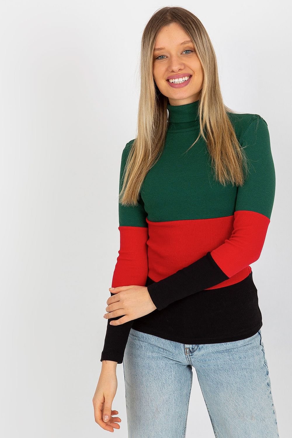 Women's Ribbed Turtleneck Sweater with Long Sleeves